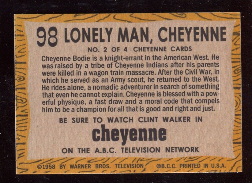 1958 Topps “TV Westerns” #98 Clint Walker Cheyenne NM-MT