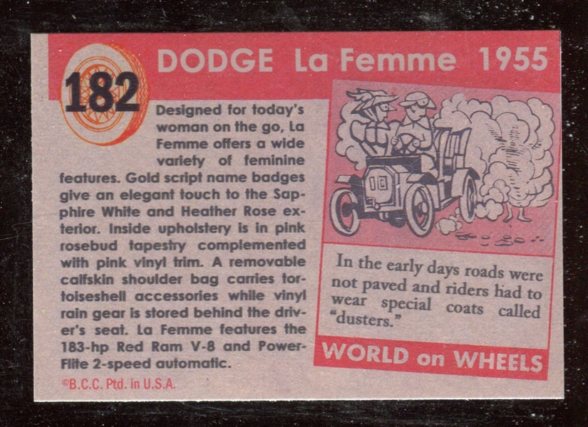 1954-55 Topps “World on Wheels” redback #182 Dodge La Femme NM- MT ***LEMKE CARD***