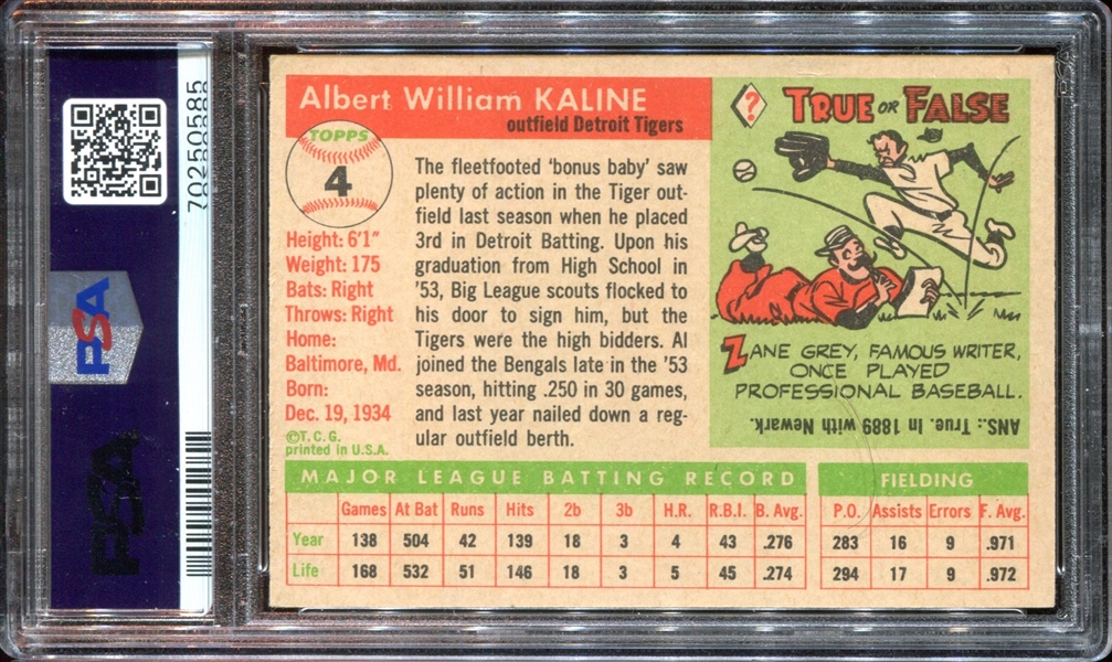 1955 Topps #4 Al Kaline PSA4 VG-EX