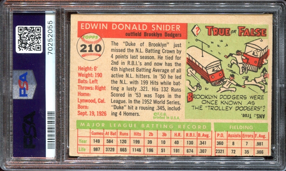 1955 Topps Duke Snider #210 PSA4 VGEX (MC)