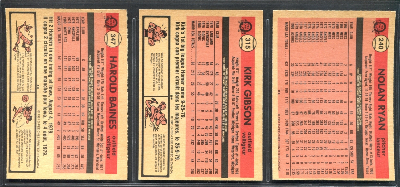 1981 O-Pee-Chee Baseball Complete Set of (374) Cards