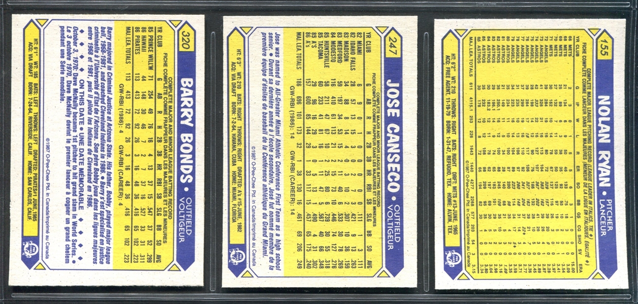 1987 O-Pee-Chee Baseball Complete Set of (396) Cards