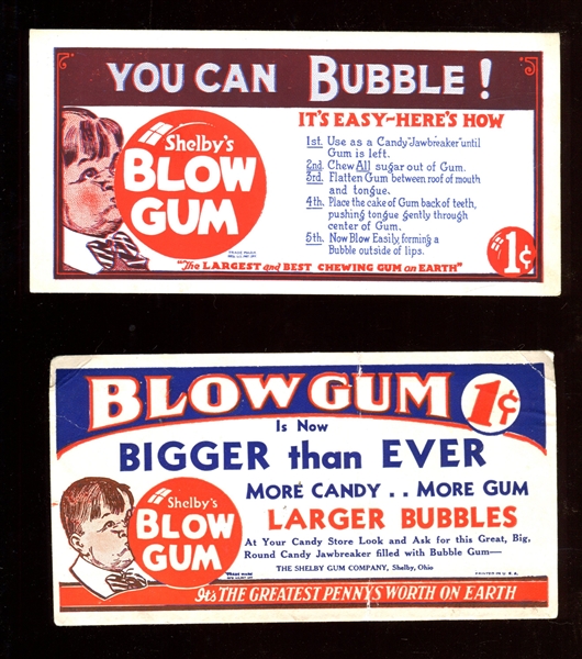 1950's Shelby Gum Blow Gum Pair of Advertising Blotters