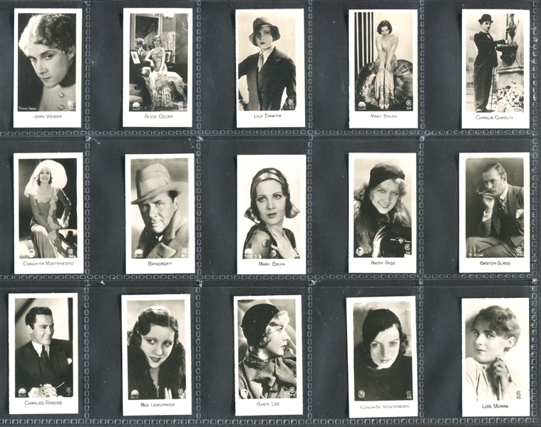 1932 Bridgewater Biscuits (UK) Film Stars (Series 1) Complete Set of (96) Cards