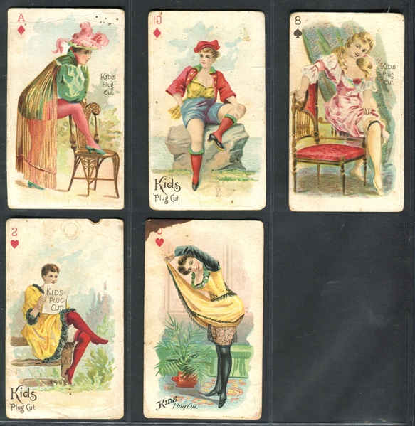 N564 Gravely & Miller Playing Cards Kids Plug Cut Brand Lot of (5) Cards