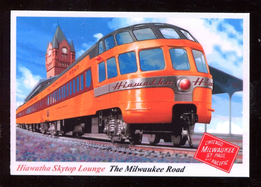 1955 Topps “Rails & Sails” #209 Milwaukee Road RR Hiawatha Skyop L0unge NM-MT