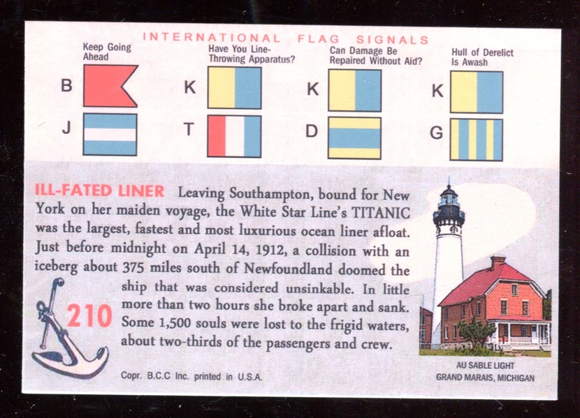 1955 Topps “Rails & Sails” #210 R.M.S. Titanic NM-MT (#1) ***LEMKE CARD***