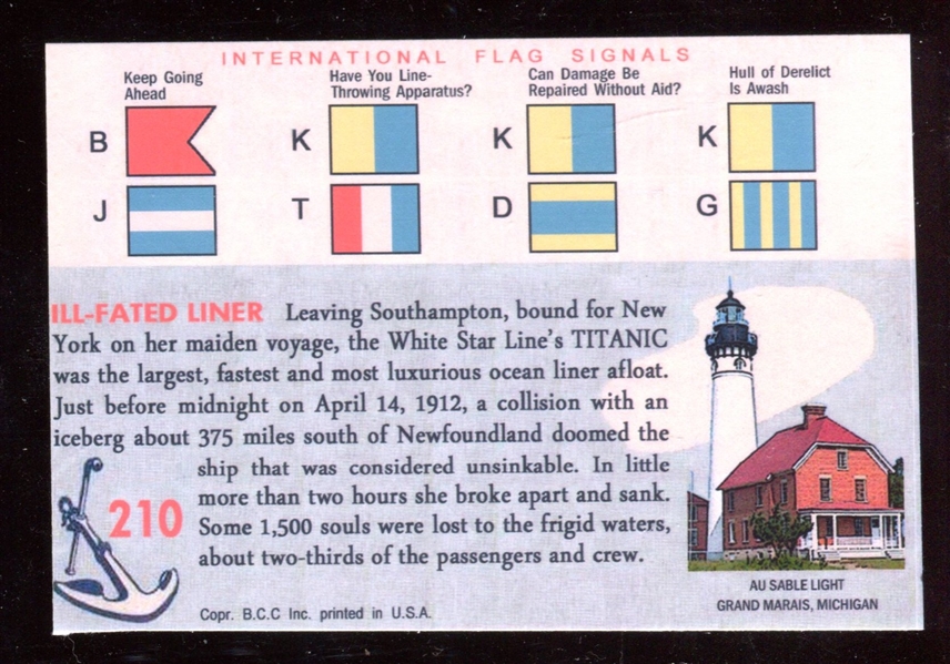 1955 Topps “Rails & Sails” #210 R.M.S. Titanic NM-MT (#2) ***LEMKE CARD***