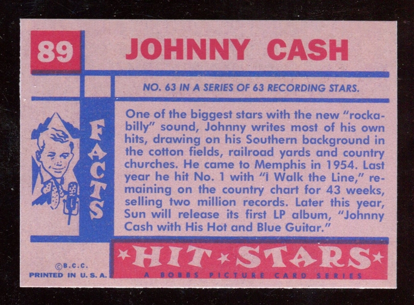 1957 Topps “Hit Stars” #89 Johnny Cash NM-MT ***LEMKE CARD***