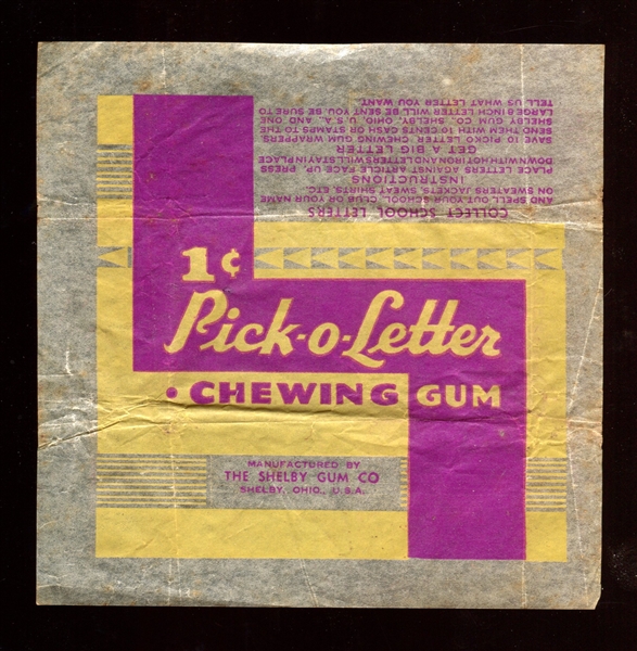 1930's Shelby Gum Pick-O-Letter Wrapper