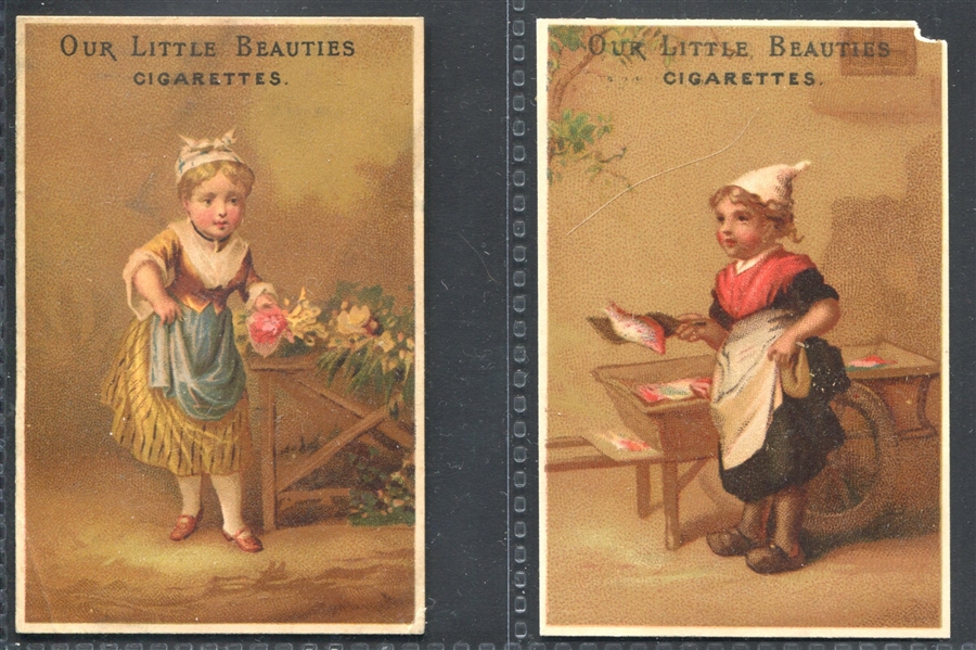 Allen & Ginter Our Little Beauties Pair of Trade Cards Featuring Children