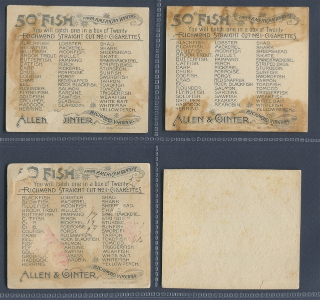 N39 Allen & Ginter Fish From American Waters Lot of (6) Cards