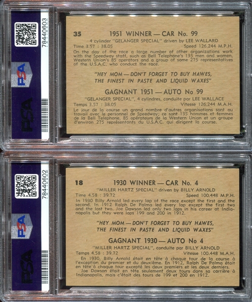 V338-2 Parkhurst Indianapolis 500 Lot of (2) PSA-Graded Cards