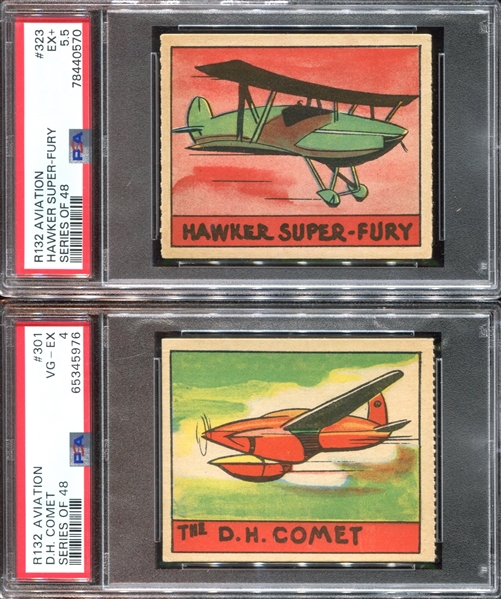 R132 Series of 48 Airplanes Lot of (2) PSA-Graded Cards