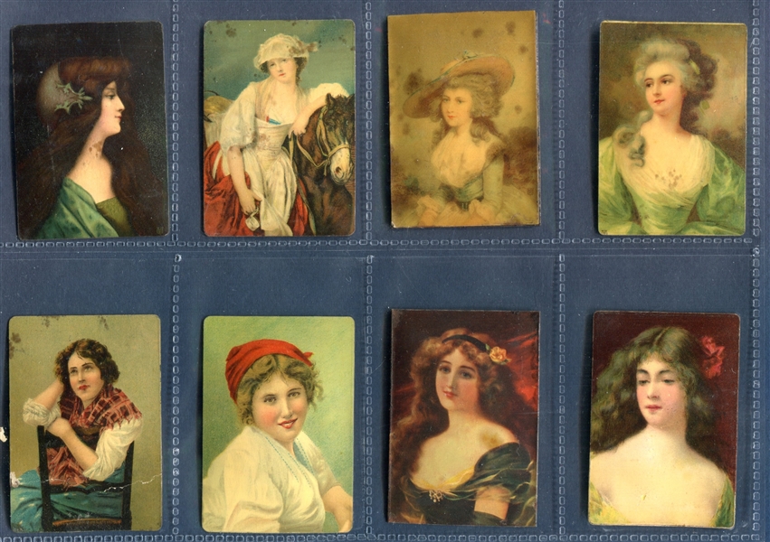 T304/PX108 Zubelda Cigarettes Miniature Paintings on Convex Tin Lot of (27) with Glassine Envelopes