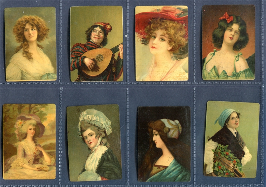 T304/PX108 Zubelda Cigarettes Miniature Paintings on Convex Tin Lot of (27) with Glassine Envelopes