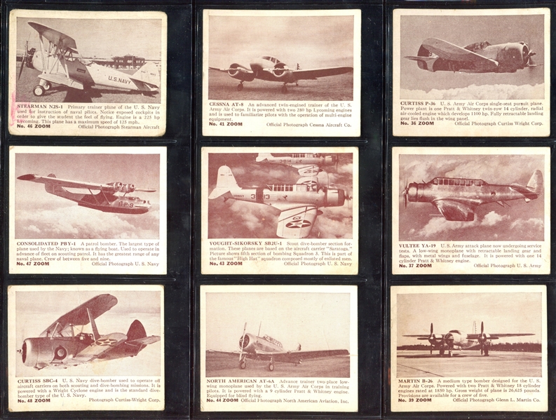 R177 Gum Inc Zoom Airplane Card Low Number White Background Complete Set of (75)