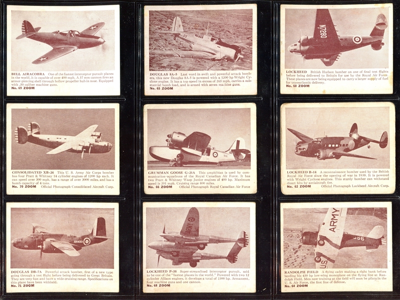 R177 Gum Inc Zoom Airplane Card Low Number White Background Complete Set of (75)