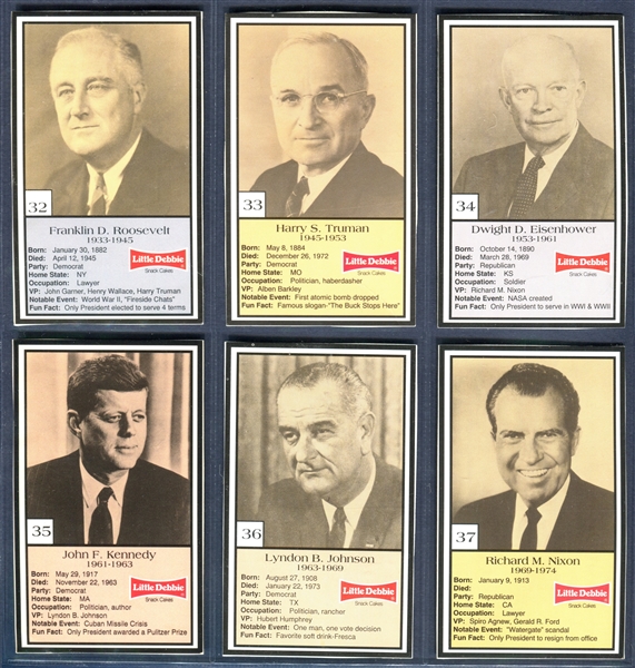 F-UNC Little Debbie Presidents Complete Set of (39) Cards