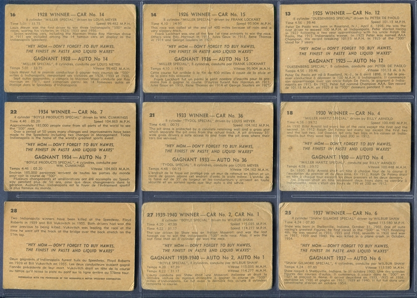 1950's V338-2 Parkhurst Indianapolis 500 Near Complete Set of (32/50) Cards