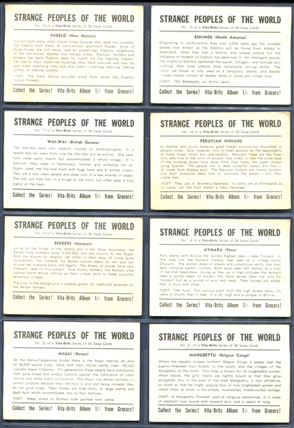 1958 Vita-Brits (Nabisco Australia) Near Set (28/36) Cards from Strange Peoples of the World