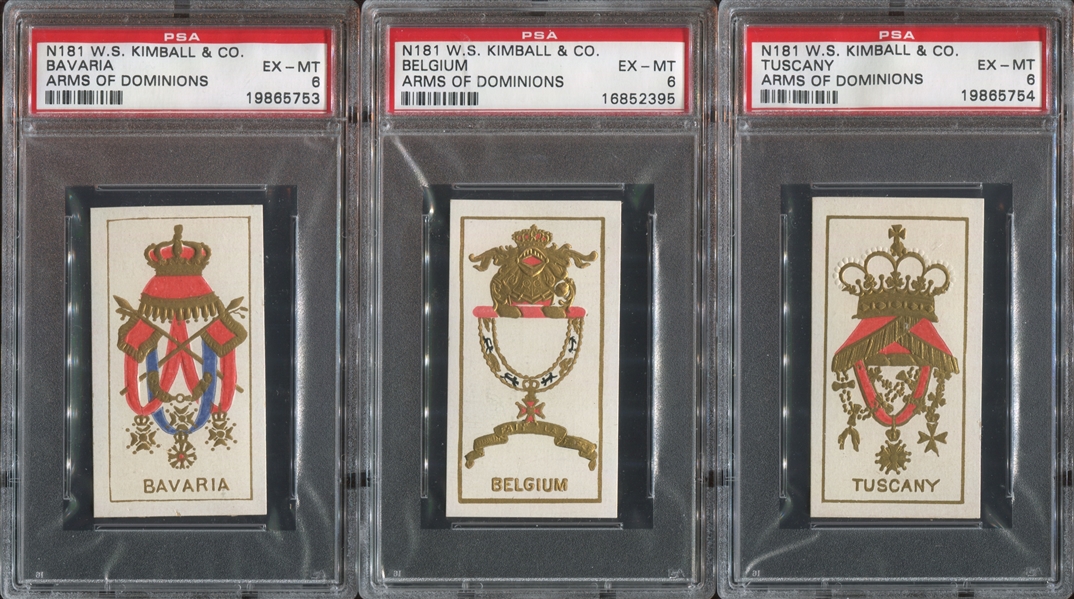 N181 Kimball Arms of Dominions Lot of (6) PSA6 EX-MT Cards