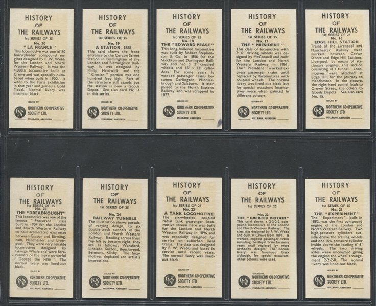 1964 Northern Co-Op History of the Railways Complete Set of (25) Cards