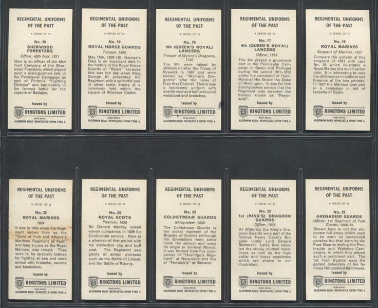 1966 Rington's Regimental Uniforms of the Past Complete Set of (25) Cards