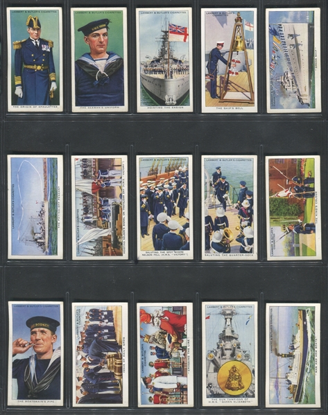 1939 Lambert & Butler Interesting Customs & Traditions of Navy, Army & Air Force Complete Set of (50) Cards