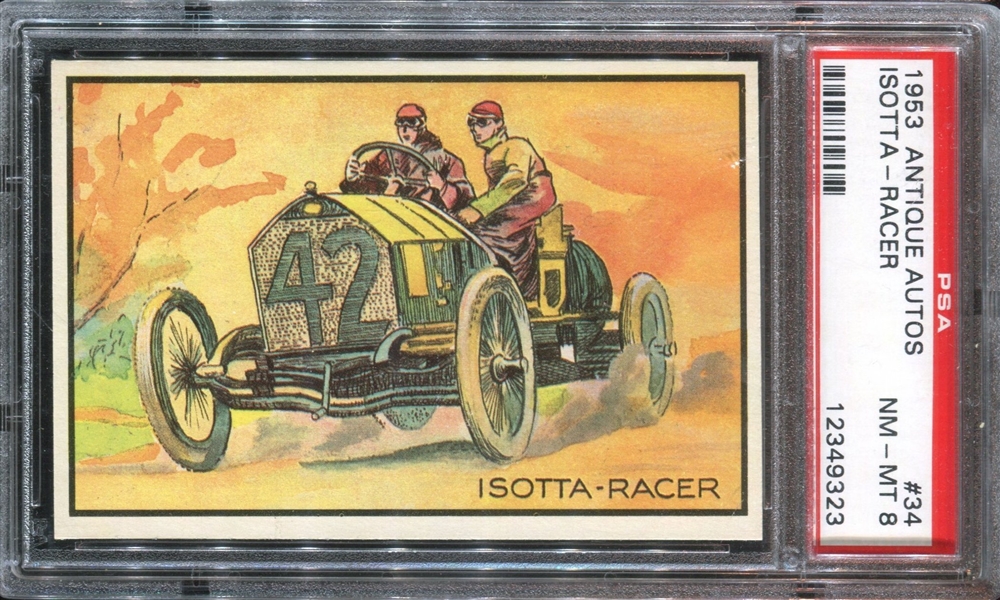 1953 Bowman Antique Autos #34 Isotta-Racer PSA8 NM-MT