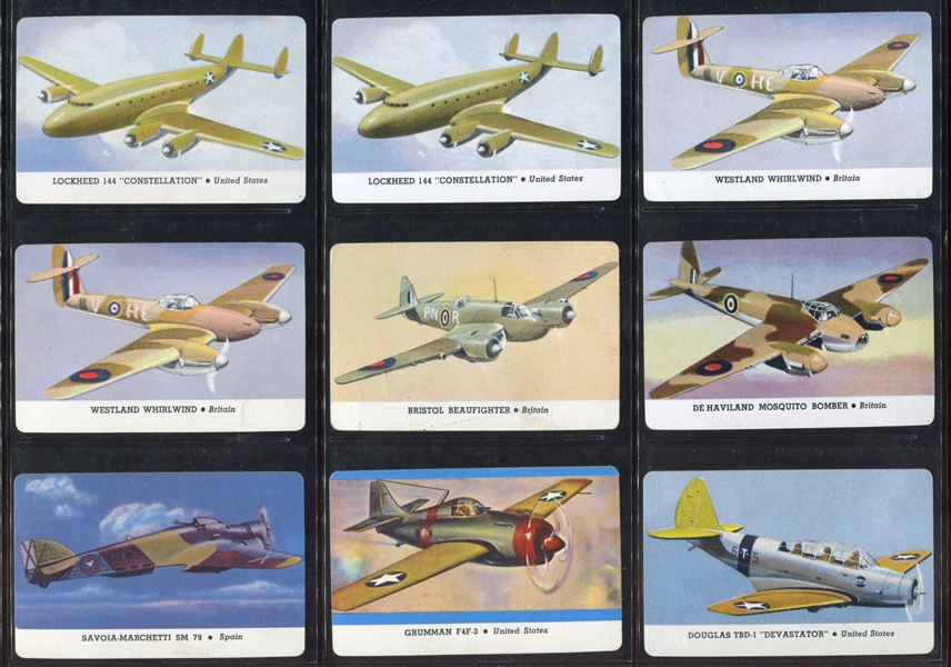 R112 Card-O Airplanes and Battleships Lot of (107) From Various Sets