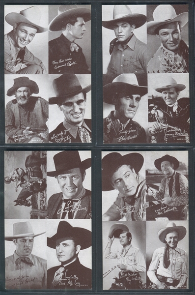 1950's Exhibit 4-in-1 Western Stars Lot of (18) Cards