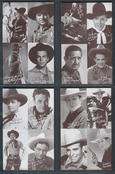 1950's Exhibit 4-in-1 Western Stars Lot of (18) Cards