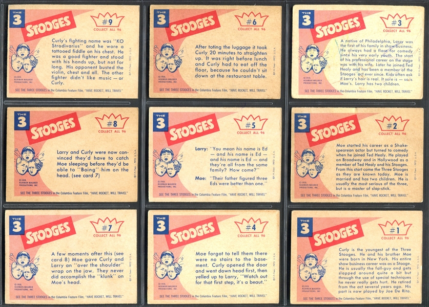 1959 Fleer Three Stooges Complete Set of (96) Cards