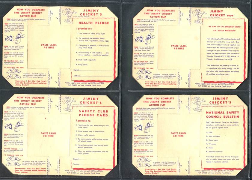 D290-6Q Millbrook Bread Jiminy Cricket Bread Label Mounting Cards Lot of (8)