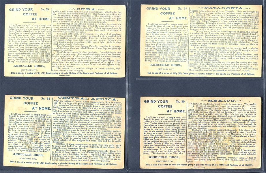 K4 Arbuckle Coffee History of Sports and Pastimes Near Set (43/50) Cards
