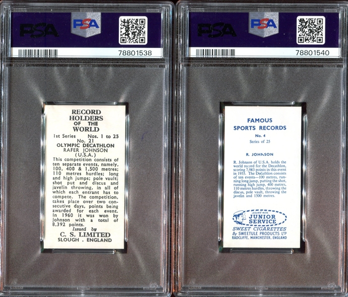 Rafer Johnson (Track & Field) Lot of (2) PSA-Graded Cards