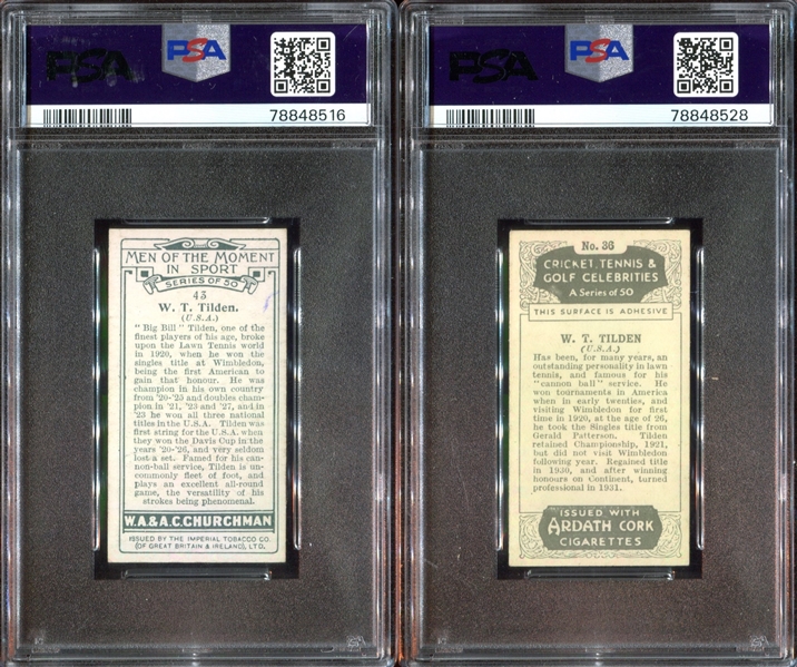 Bill Tilden (Tennis) Lot of (2) PSA-Graded Cards