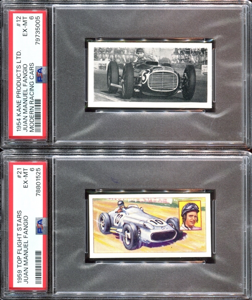 Juan Manuel Fangio (Auto Racing) Lot of (2) PSA-Graded Cards