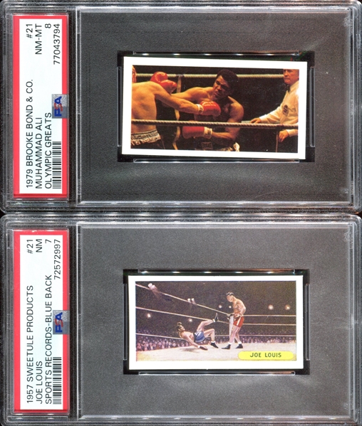 British Boxing Card Lot of (2) PSA-Graded with Joe Louis and Muhammad Ali