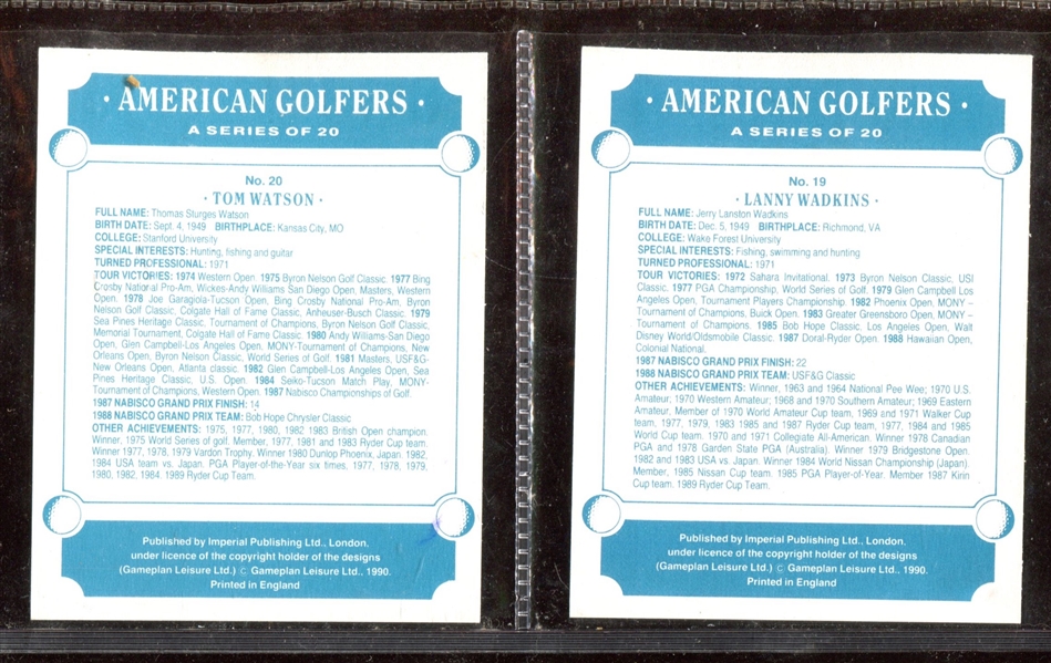 1991 Imperial (UK) American Golfers Complete Set of (20) With PSA-Graded