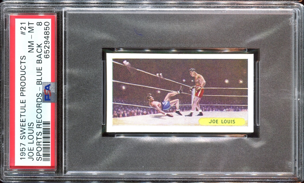 1957 Sweetule Products Sports Records (Blue Back) #21 Joe Louis PSA8 NM-MT