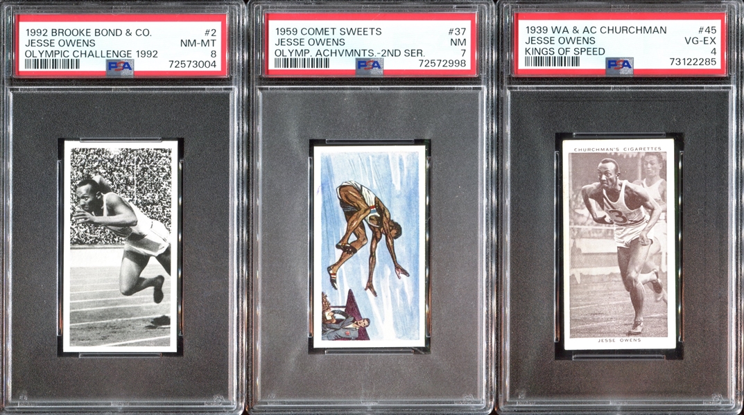 Jesse Owens (Track & Field) Lot of (3) PSA-Graded Cards