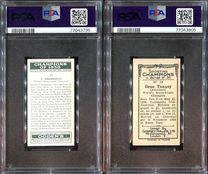 Boxing Legends Lot of (4) PSA-Graded Cards with Kilrain and Braddock