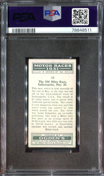 1931 Ogden's Cigarettes Indianapolis 500 PSA5.5 EX+