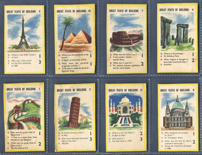 1950's Kellogg's (UK/Australia?) Great Feats of Building Lot of (8) Cards
