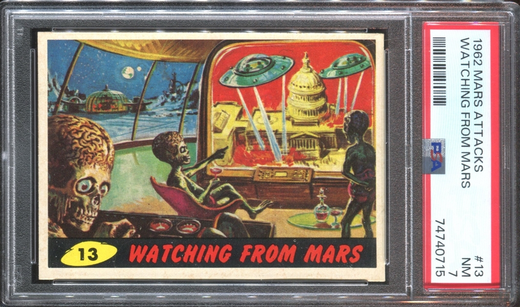 1962 Topps Mars Attacks #13 Watching From Mars PSA7 NM