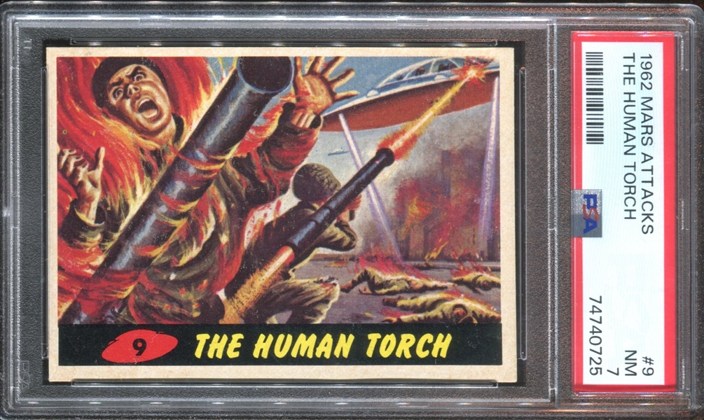 1962 Topps Mars Attacks #9 The Human Torch PSA7 NM