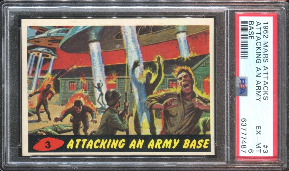 1962 Topps Mars Attacks #3 Attacking an Army Base PSA6 EX-MT