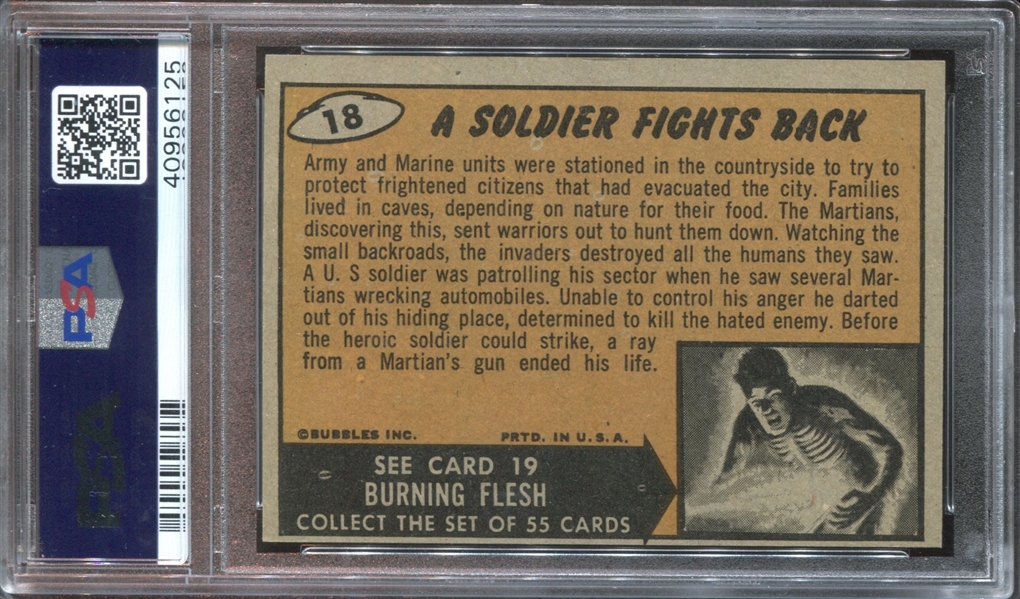 1962 Topps Mars Attacks #18 A Soldier Fights Back PSA6 EX-MT